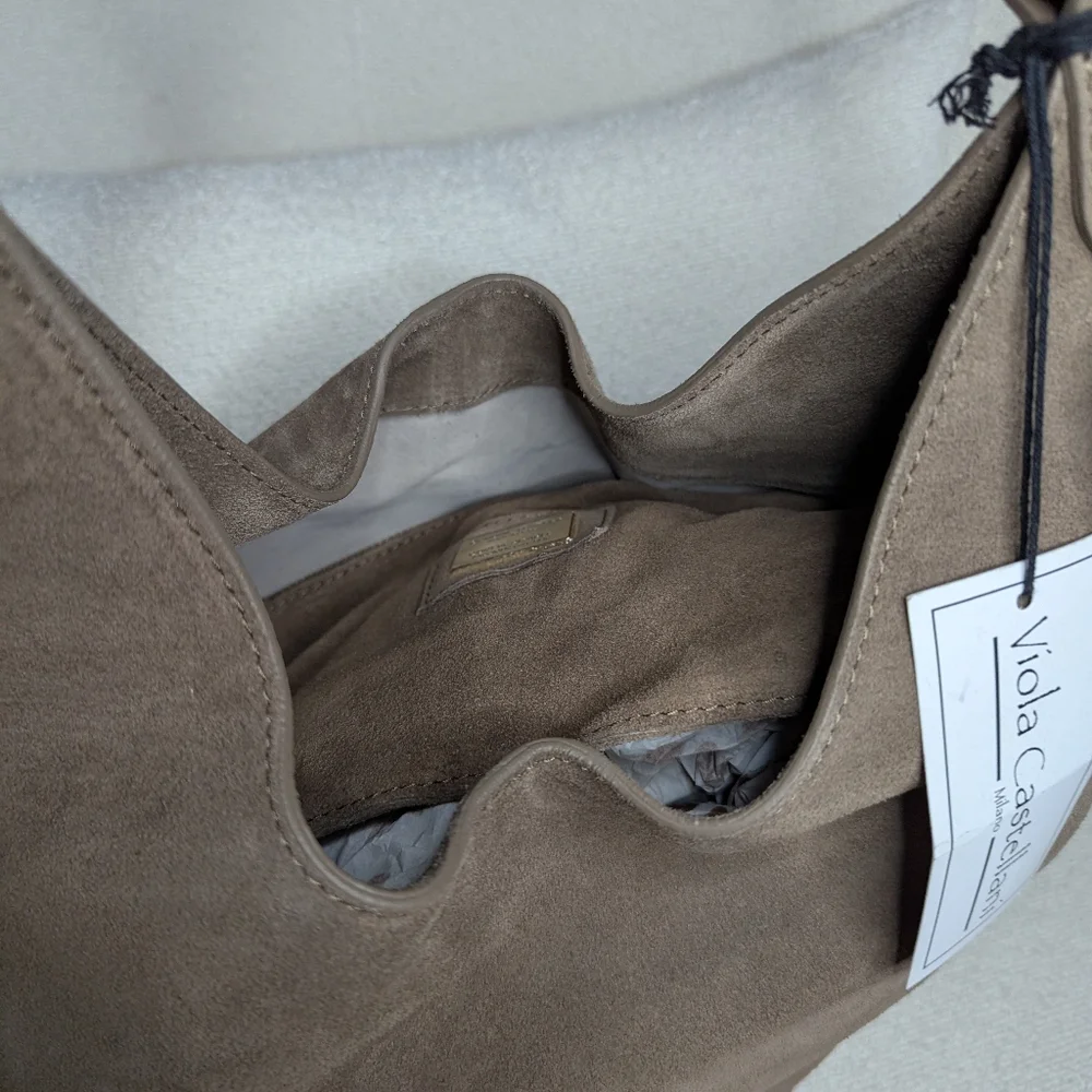 VIOLA CASTELLANI Made In Italy Suede Oval Bottom Hobo New with tags